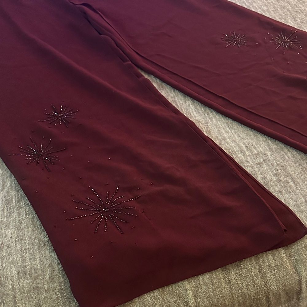 Elegant Burgundy Wide Leg Pants